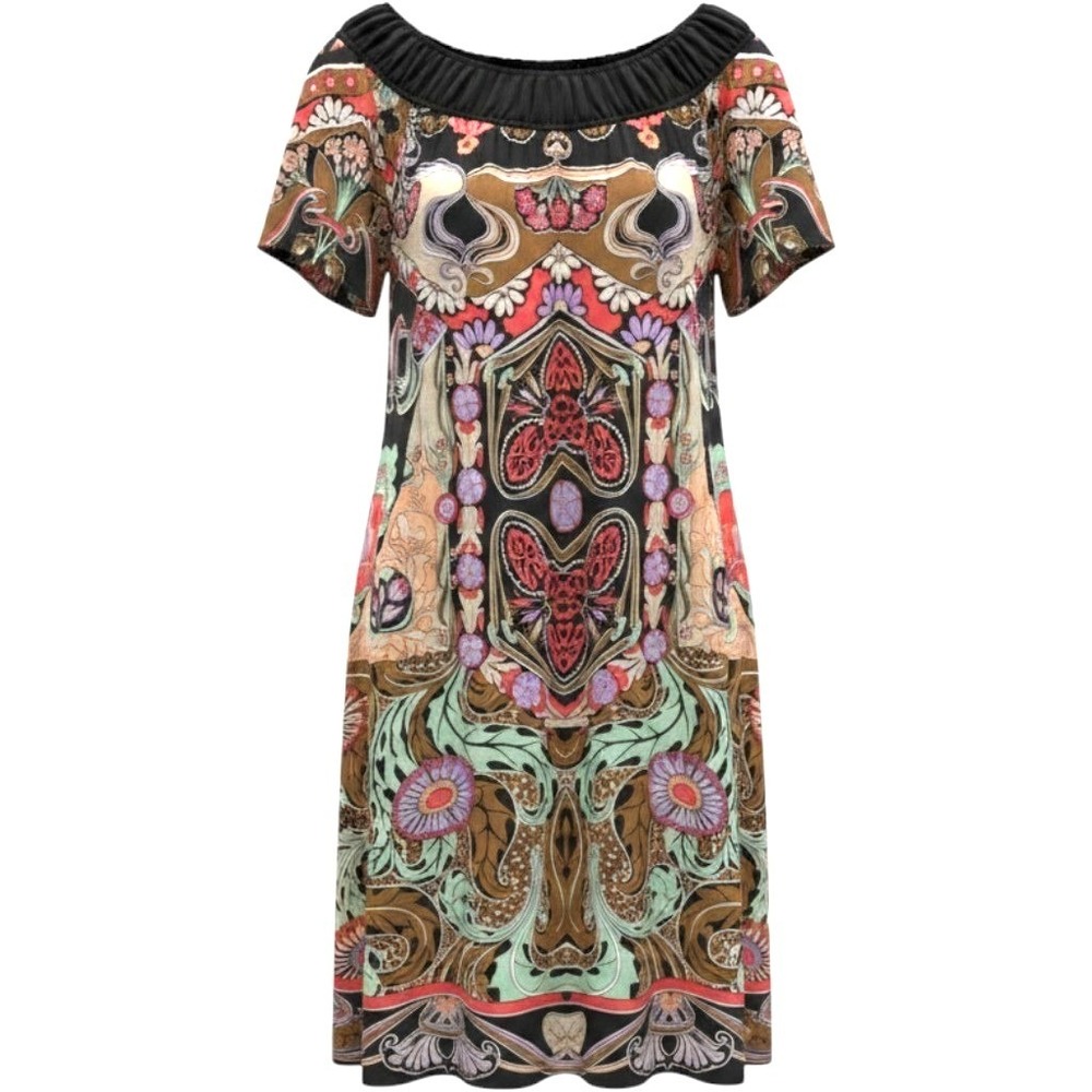 Anna Sui Anthropologie Silk Dress Sz 2 Whimsigoth Boho Retro Paisley Shift Mini